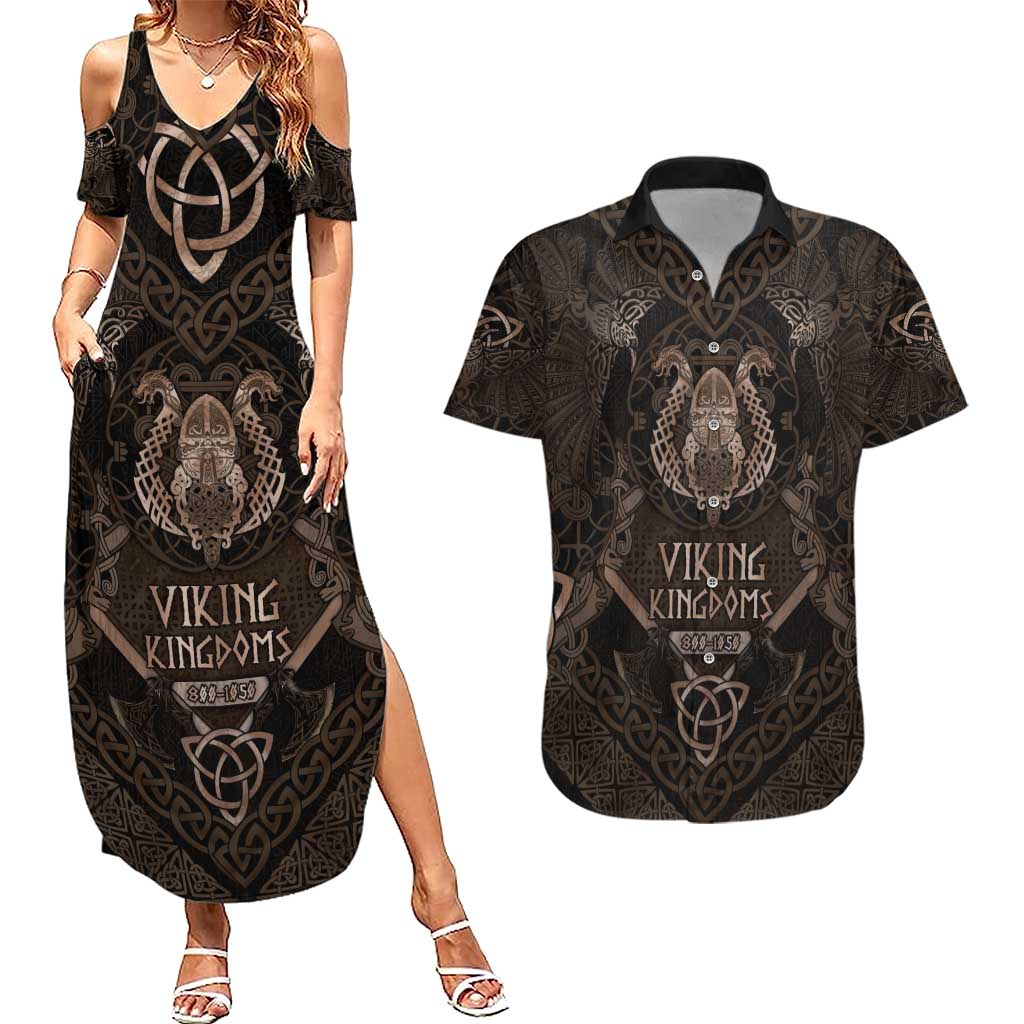 The Viking World Tour Couples Matching Summer Maxi Dress and Hawaiian Shirt Ancient Celtic Knot Patterns - Wonder Print Shop