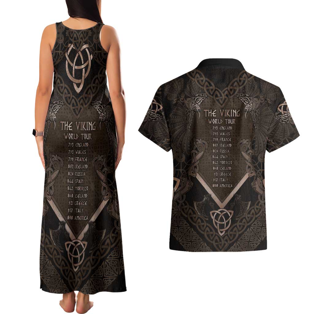 The Viking World Tour Couples Matching Tank Maxi Dress and Hawaiian Shirt Ancient Celtic Knot Patterns - Wonder Print Shop