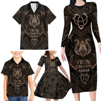 The Viking World Tour Family Matching Long Sleeve Bodycon Dress and Hawaiian Shirt Ancient Celtic Knot Patterns - Wonder Print Shop