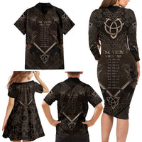 The Viking World Tour Family Matching Long Sleeve Bodycon Dress and Hawaiian Shirt Ancient Celtic Knot Patterns - Wonder Print Shop