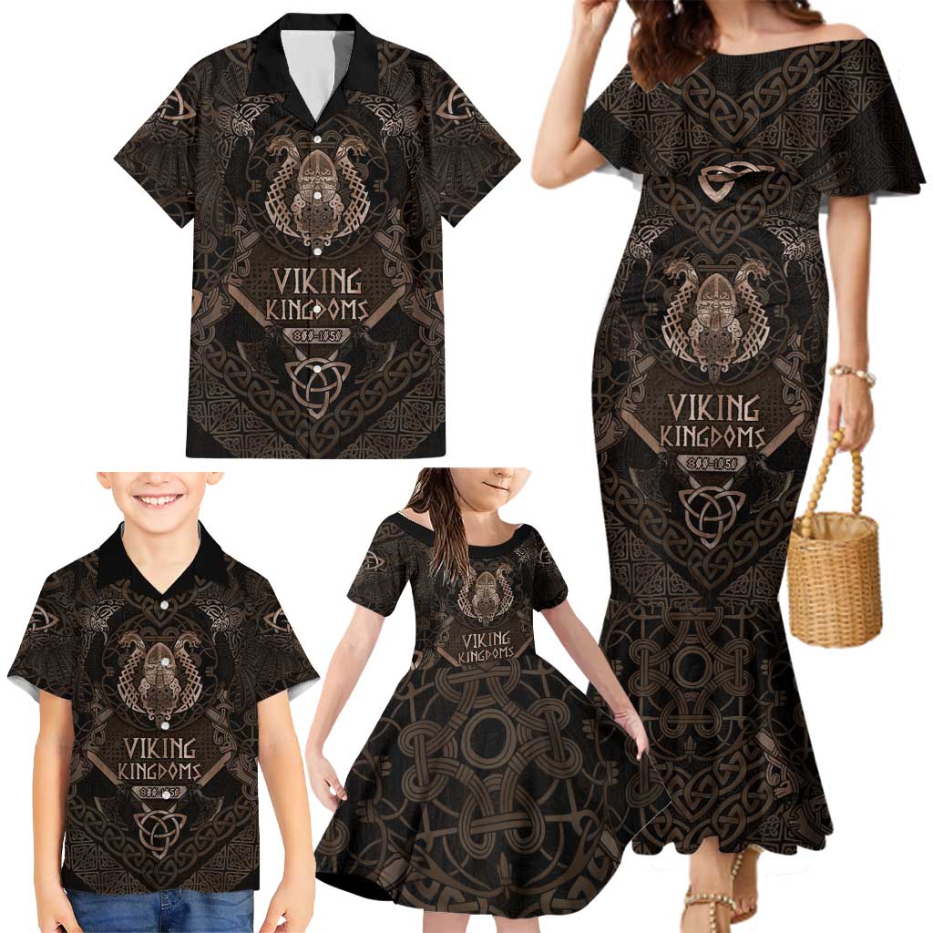 The Viking World Tour Family Matching Mermaid Dress and Hawaiian Shirt Ancient Celtic Knot Patterns - Wonder Print Shop