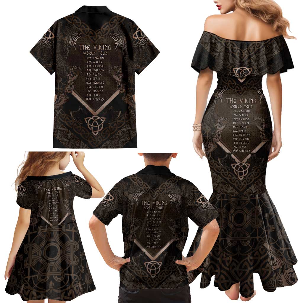 The Viking World Tour Family Matching Mermaid Dress and Hawaiian Shirt Ancient Celtic Knot Patterns - Wonder Print Shop