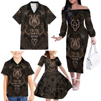 The Viking World Tour Family Matching Off The Shoulder Long Sleeve Dress and Hawaiian Shirt Ancient Celtic Knot Patterns - Wonder Print Shop