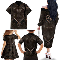 The Viking World Tour Family Matching Off The Shoulder Long Sleeve Dress and Hawaiian Shirt Ancient Celtic Knot Patterns - Wonder Print Shop