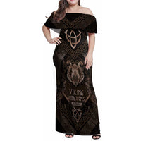 The Viking World Tour Family Matching Off Shoulder Maxi Dress and Hawaiian Shirt Ancient Celtic Knot Patterns - Wonder Print Shop