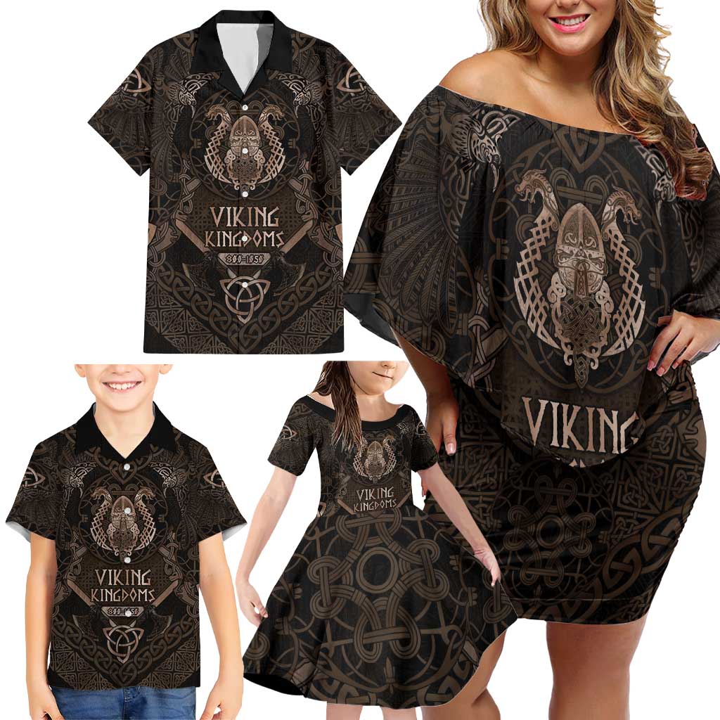 The Viking World Tour Family Matching Off Shoulder Short Dress and Hawaiian Shirt Ancient Celtic Knot Patterns - Wonder Print Shop