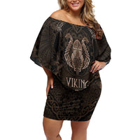 The Viking World Tour Family Matching Off Shoulder Short Dress and Hawaiian Shirt Ancient Celtic Knot Patterns - Wonder Print Shop