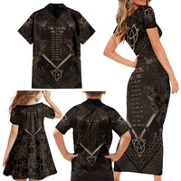 The Viking World Tour Family Matching Short Sleeve Bodycon Dress and Hawaiian Shirt Ancient Celtic Knot Patterns - Wonder Print Shop