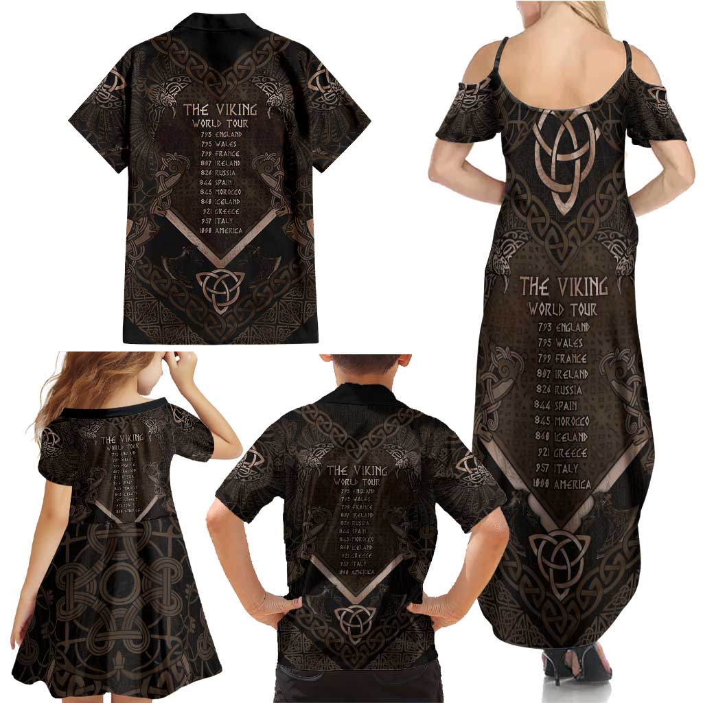 The Viking World Tour Family Matching Summer Maxi Dress and Hawaiian Shirt Ancient Celtic Knot Patterns - Wonder Print Shop