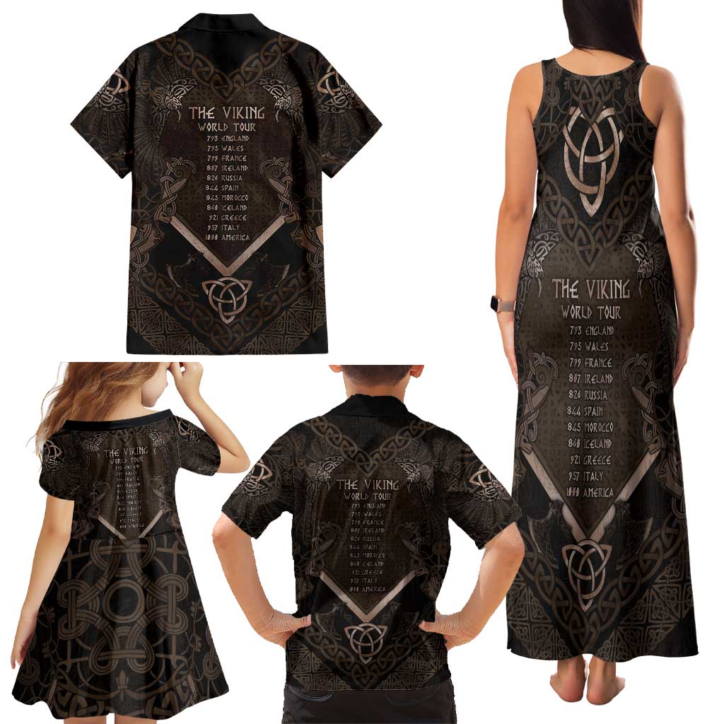The Viking World Tour Family Matching Tank Maxi Dress and Hawaiian Shirt Ancient Celtic Knot Patterns - Wonder Print Shop