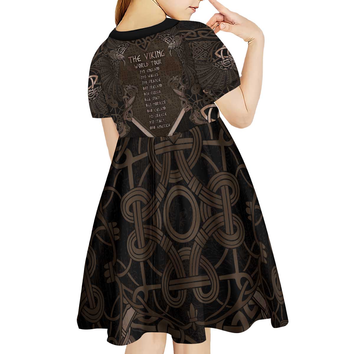 The Viking World Tour Kid Short Sleeve Dress Ancient Celtic Knot Patterns - Wonder Print Shop