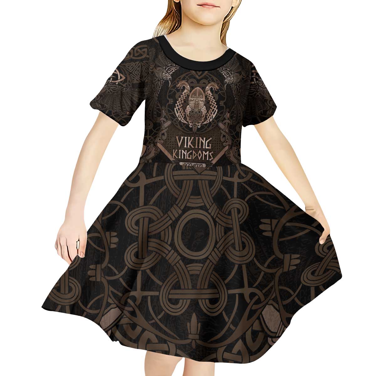 The Viking World Tour Kid Short Sleeve Dress Ancient Celtic Knot Patterns - Wonder Print Shop