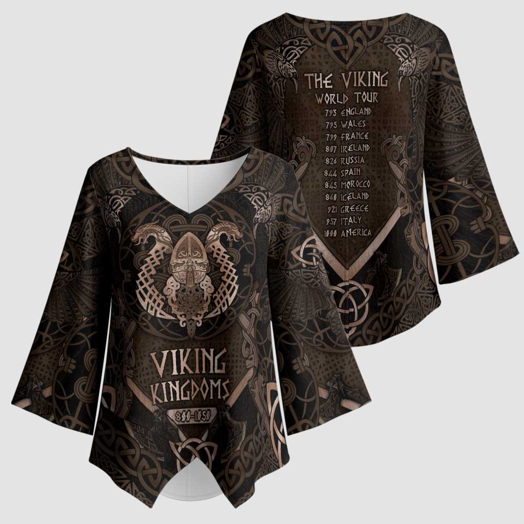 The Viking World Tour Kimono Sleeve Blouse Ancient Celtic Knot Patterns - Wonder Print Shop