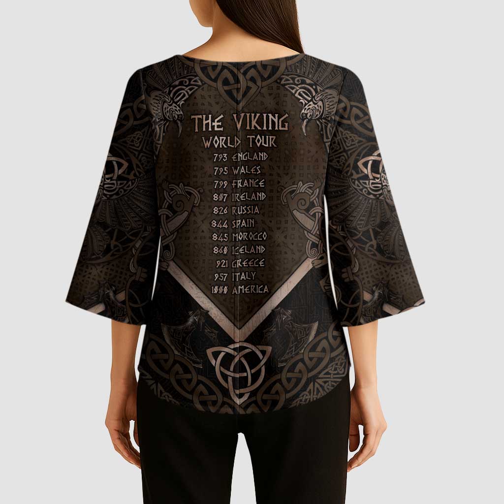 The Viking World Tour Kimono Sleeve Blouse Ancient Celtic Knot Patterns - Wonder Print Shop