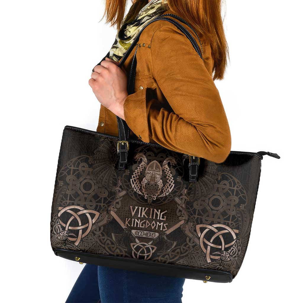 The Viking World Tour Leather Tote Bag Ancient Celtic Knot Patterns - Wonder Print Shop