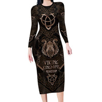 The Viking World Tour Long Sleeve Bodycon Dress Ancient Celtic Knot Patterns - Wonder Print Shop