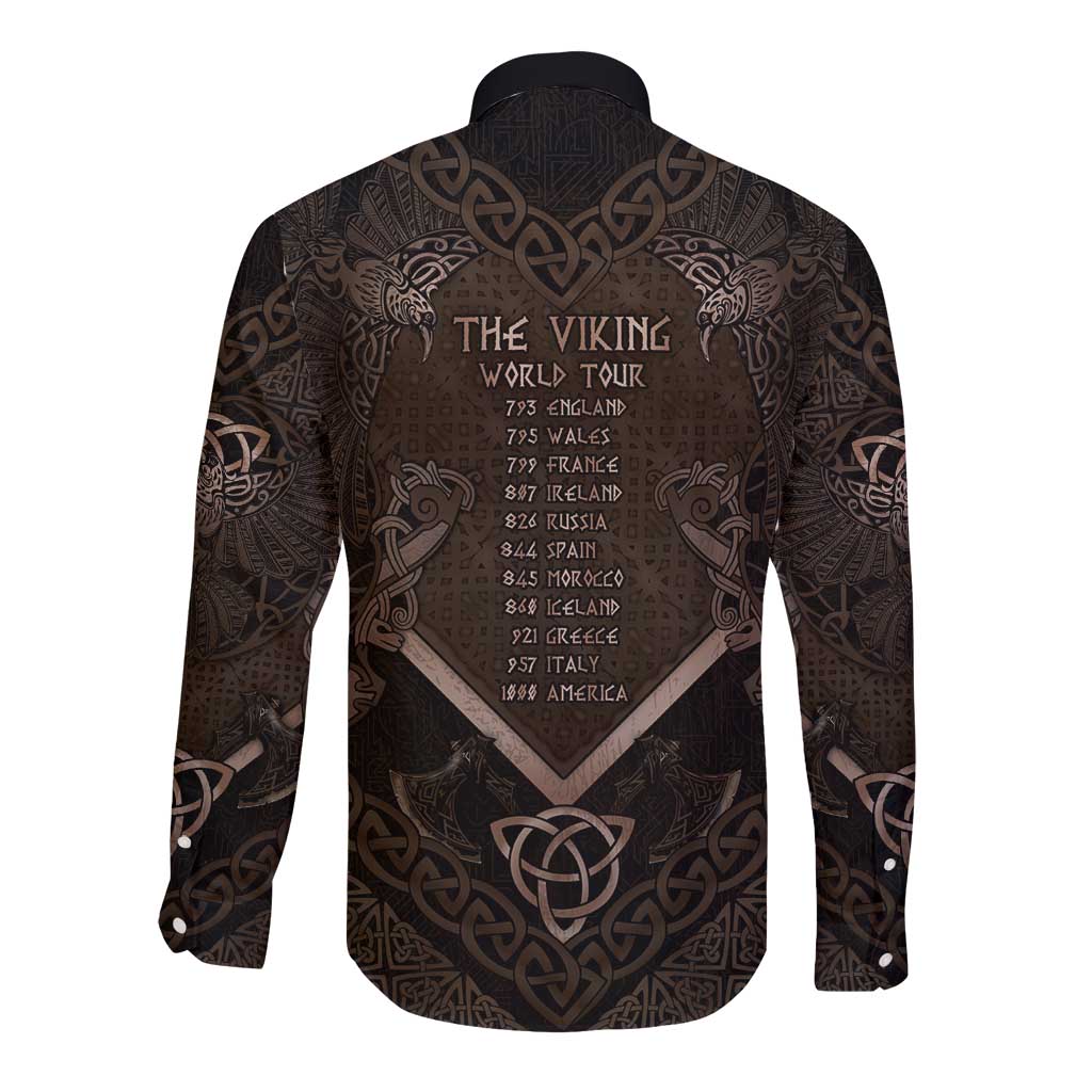 The Viking World Tour Long Sleeve Button Shirt Ancient Celtic Knot Patterns - Wonder Print Shop