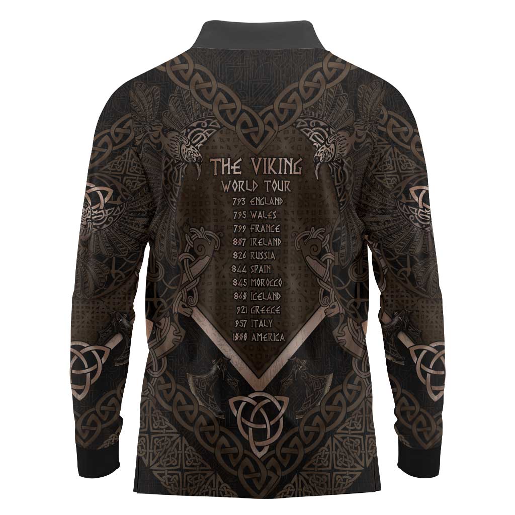 The Viking World Tour Long Sleeve Polo Shirt Ancient Celtic Knot Patterns - Wonder Print Shop