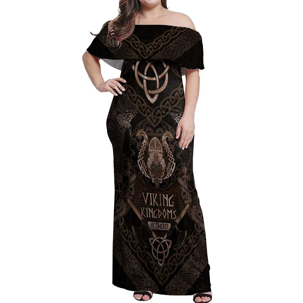 The Viking World Tour Off Shoulder Maxi Dress Ancient Celtic Knot Patterns - Wonder Print Shop