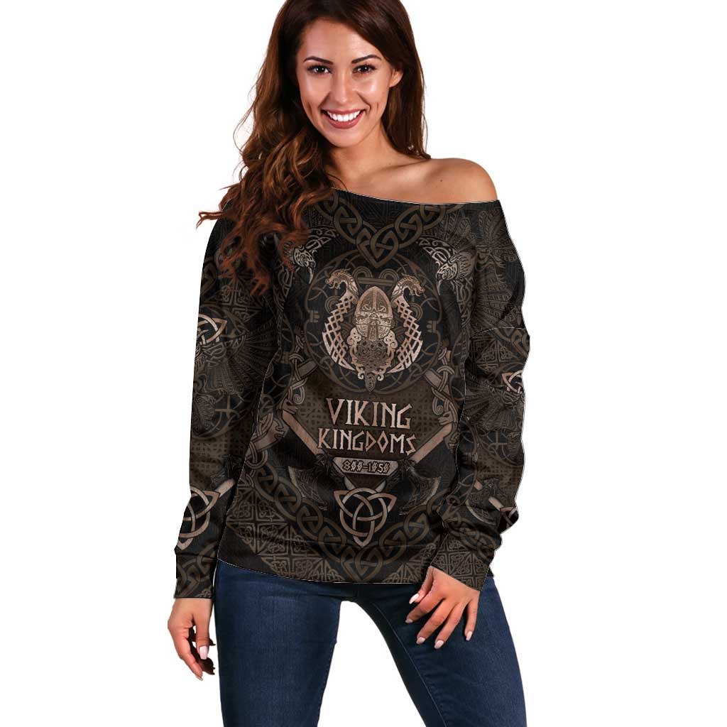 The Viking World Tour Off Shoulder Sweater Ancient Celtic Knot Patterns - Wonder Print Shop
