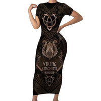 The Viking World Tour Short Sleeve Bodycon Dress Ancient Celtic Knot Patterns - Wonder Print Shop