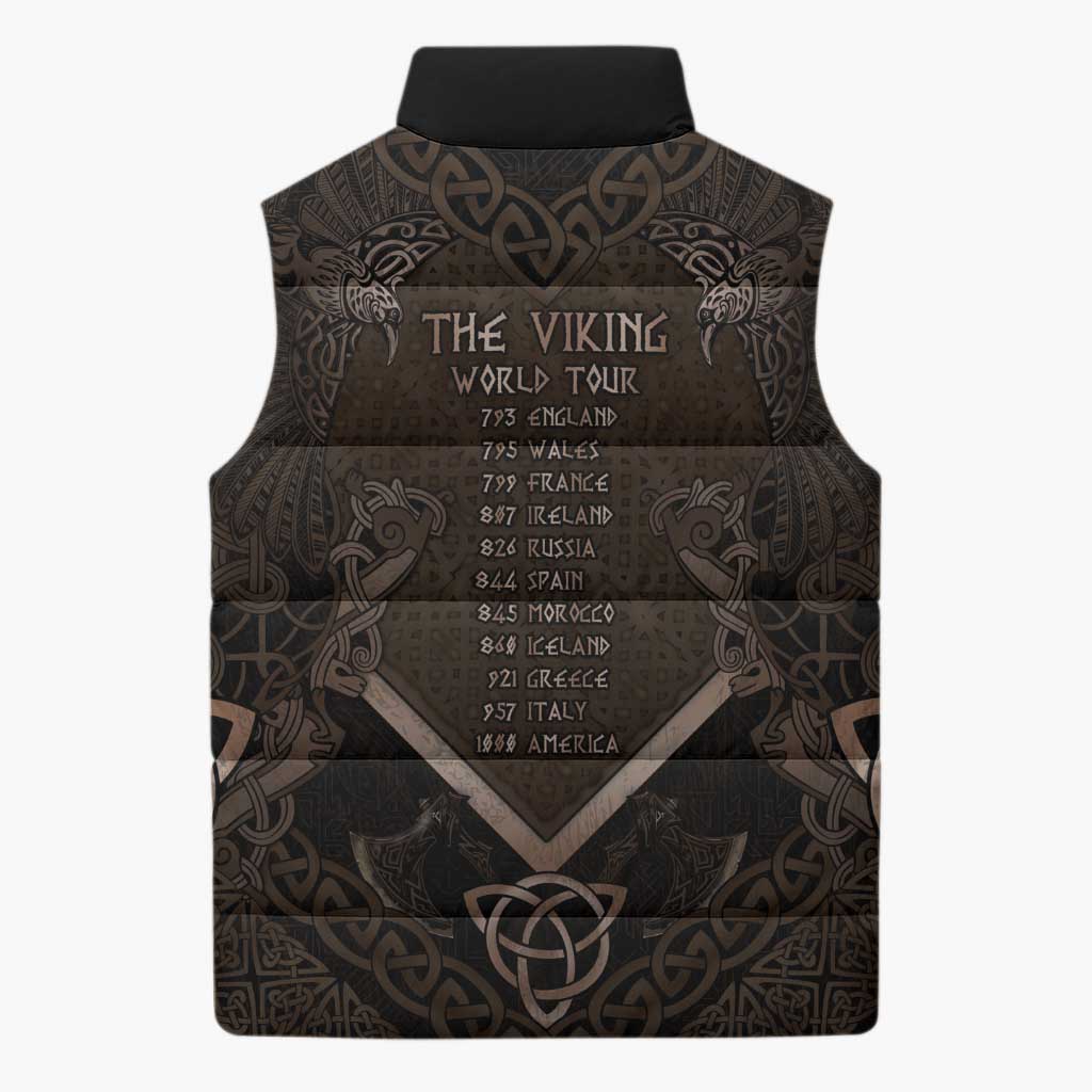 The Viking World Tour Sleeveless Puffer Jacket Ancient Celtic Knot Patterns - Wonder Print Shop