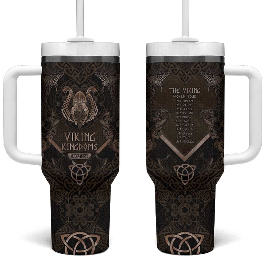 The Viking World Tour Tumbler With Handle Ancient Celtic Knot Patterns - Wonder Print Shop