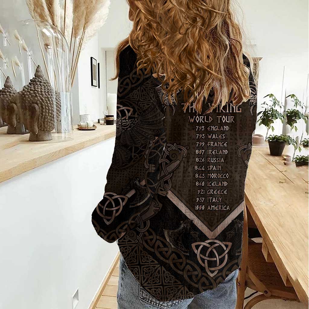 The Viking World Tour Women Casual Shirt Ancient Celtic Knot Patterns - Wonder Print Shop