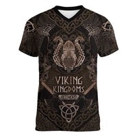 The Viking World Tour Women V-Neck T-Shirt Ancient Celtic Knot Patterns - Wonder Print Shop