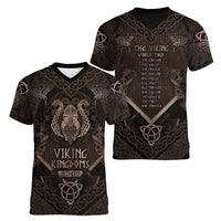 The Viking World Tour Women V-Neck T-Shirt Ancient Celtic Knot Patterns - Wonder Print Shop