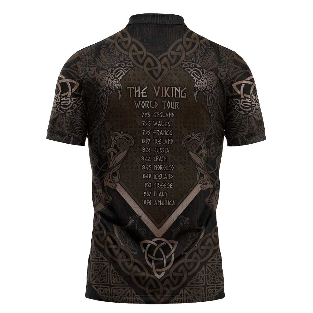 The Viking World Tour Zipper Polo Shirt Ancient Celtic Knot Patterns - Wonder Print Shop