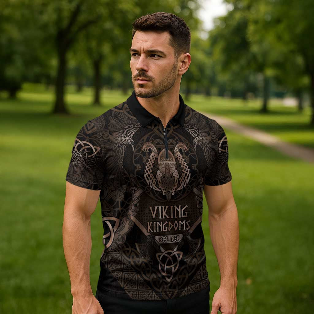 The Viking World Tour Zipper Polo Shirt Ancient Celtic Knot Patterns - Wonder Print Shop