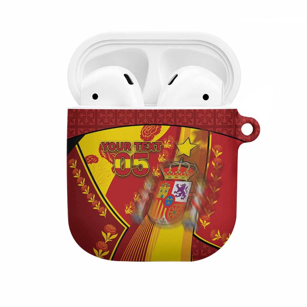 Custom Spain Football AirPods Case Traditional Spanish Carnation Floral Patriotic Motif