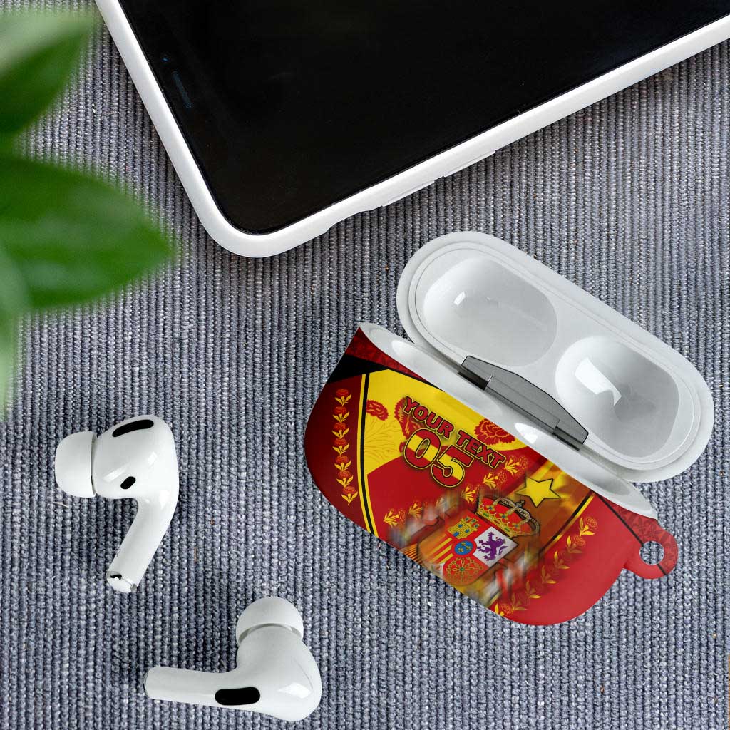 Custom Spain Football AirPods Case Traditional Spanish Carnation Floral Patriotic Motif