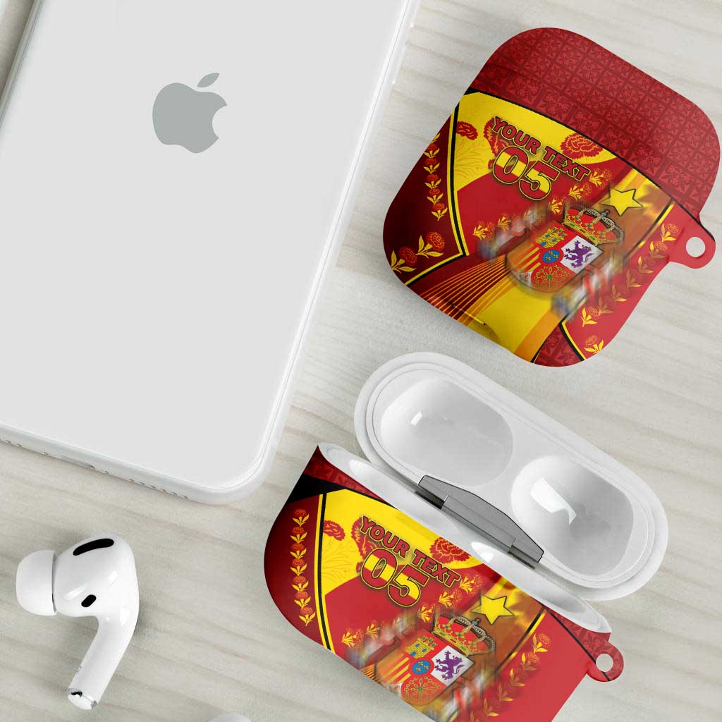 Custom Spain Football AirPods Case Traditional Spanish Carnation Floral Patriotic Motif
