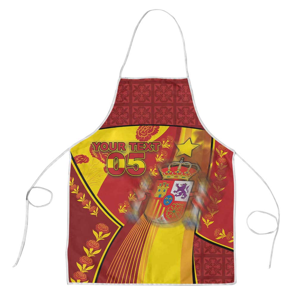 Custom Spain Football Apron Traditional Spanish Carnation Floral Patriotic Motif