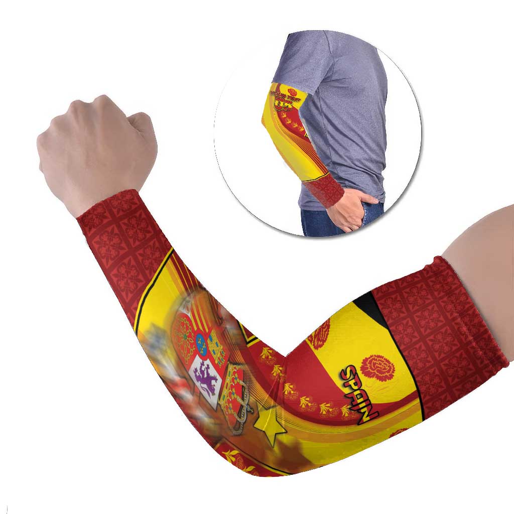 Custom Spain Football Arm Sleeves Traditional Spanish Carnation Floral Patriotic Motif