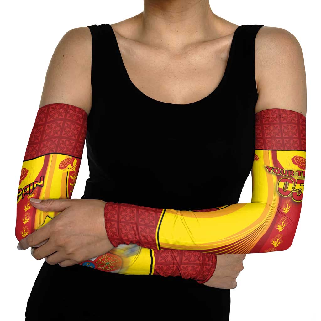 Custom Spain Football Arm Sleeves Traditional Spanish Carnation Floral Patriotic Motif
