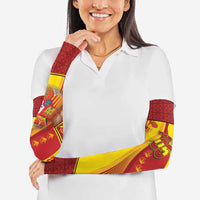 Custom Spain Football Arm Sleeves Traditional Spanish Carnation Floral Patriotic Motif