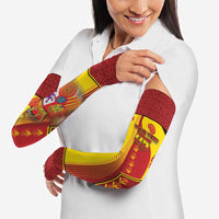 Custom Spain Football Arm Sleeves Traditional Spanish Carnation Floral Patriotic Motif