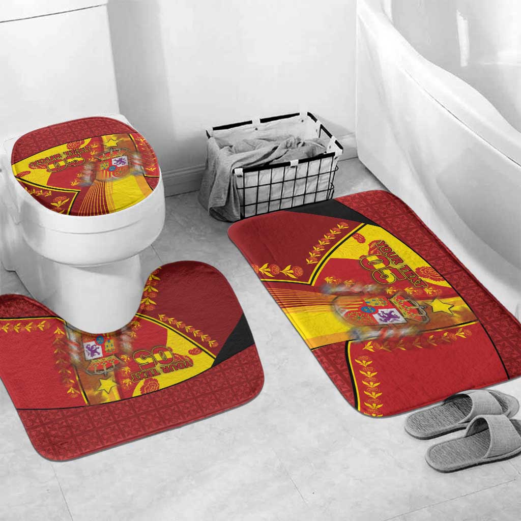 Custom Spain Football Bathroom Set Traditional Spanish Carnation Floral Patriotic Motif