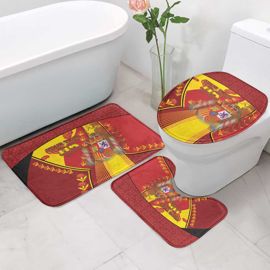 Custom Spain Football Bathroom Set Traditional Spanish Carnation Floral Patriotic Motif
