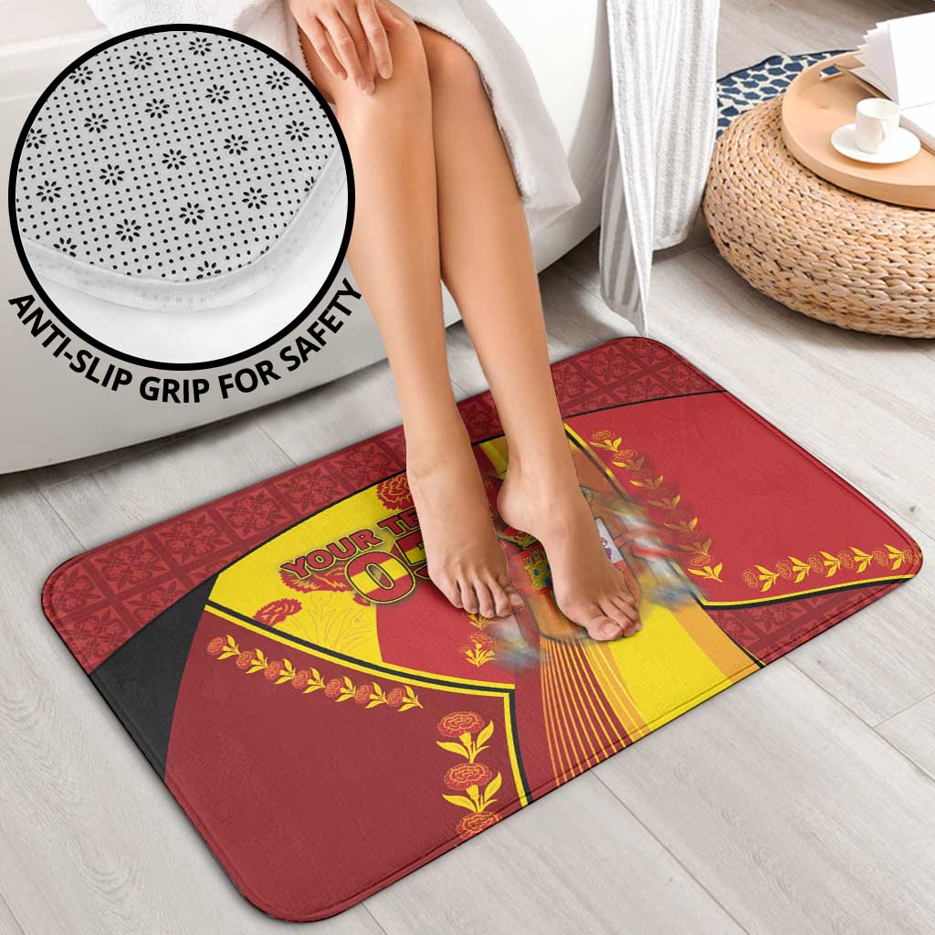 Custom Spain Football Bathroom Set Traditional Spanish Carnation Floral Patriotic Motif