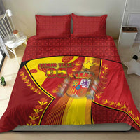 Custom Spain Football Bedding Set Traditional Spanish Carnation Floral Patriotic Motif