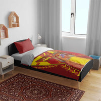 Custom Spain Football Bedding Set Traditional Spanish Carnation Floral Patriotic Motif