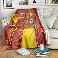 Custom Spain Football Blanket Traditional Spanish Carnation Floral Patriotic Motif
