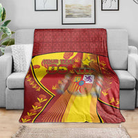 Custom Spain Football Blanket Traditional Spanish Carnation Floral Patriotic Motif