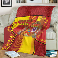 Custom Spain Football Blanket Traditional Spanish Carnation Floral Patriotic Motif