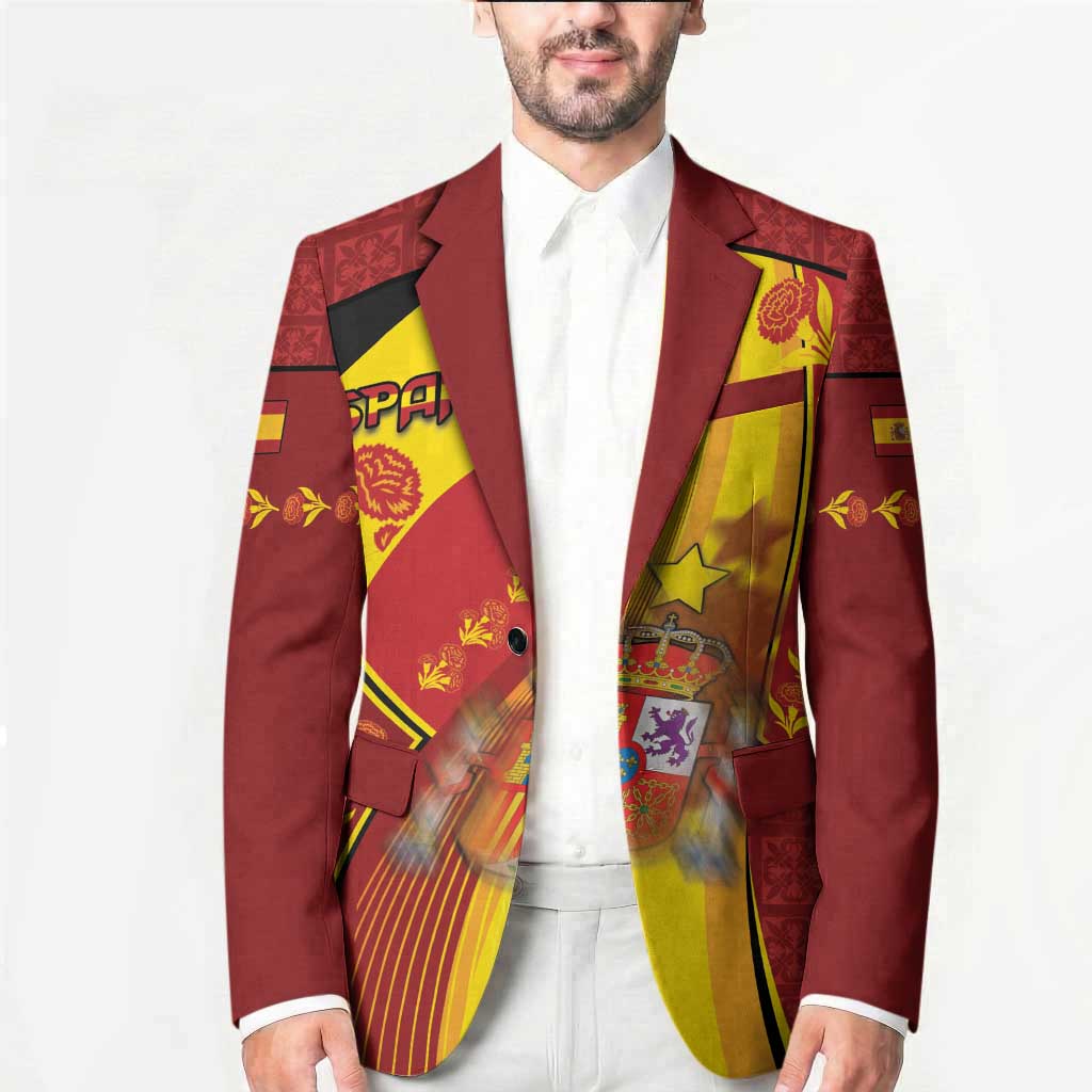 Custom Spain Football Blazer Traditional Spanish Carnation Floral Patriotic Motif