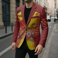 Custom Spain Football Blazer Traditional Spanish Carnation Floral Patriotic Motif